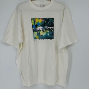 Vintage Y2K KIA Art Fair 2004 Graphic T-Shirt White 2XL Tee Read